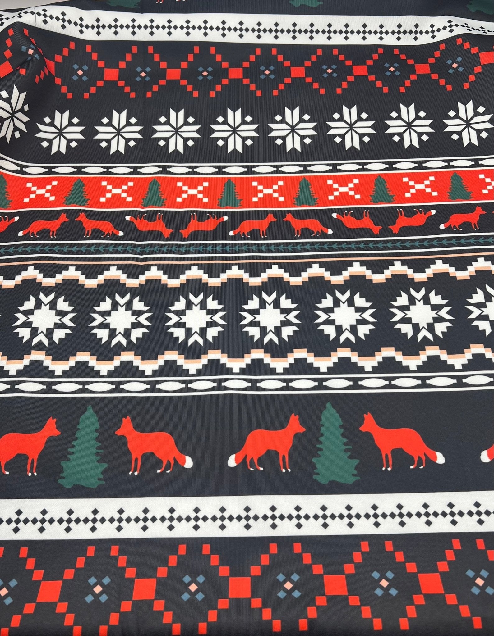 Fair Aisle Printed Plain Scuba 2 Way Stretch Jersey Fabric - T9 Fabrics